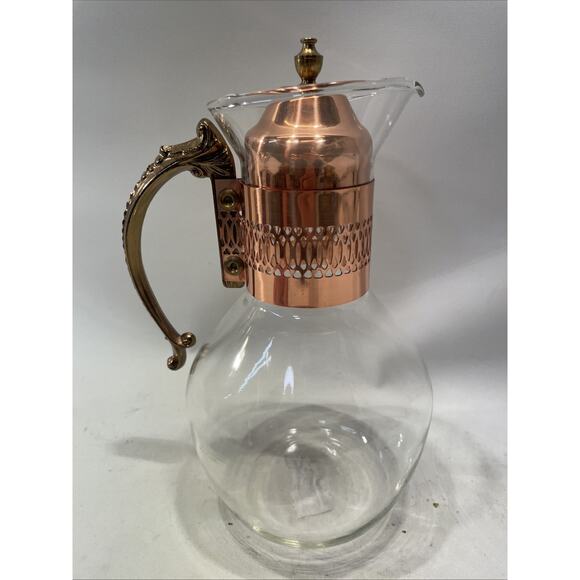 Vintage Corning Ware Princess House Copper Cafe Sheidan Glass Coffee Carafe Pot - Picture 1 of 11